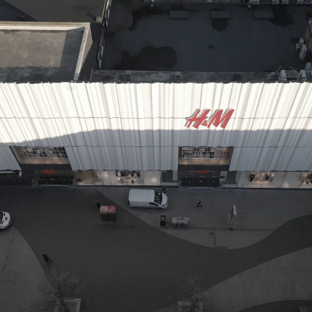 Birds eye view of H&M on Lord street